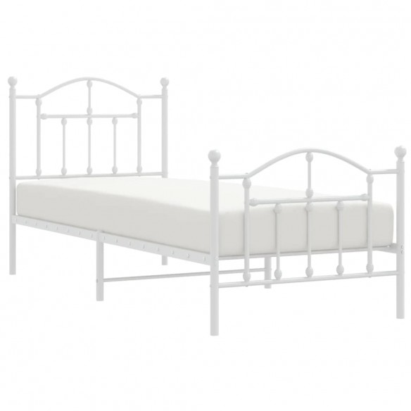 Cadre de lit métal avec tête de lit/pied de lit blanc 90x190 cm