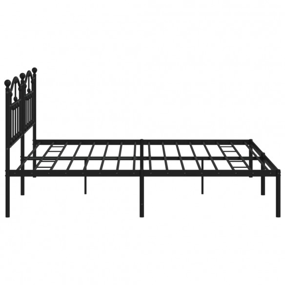 Cadre de lit métal avec tête de lit noir 193x203 cm