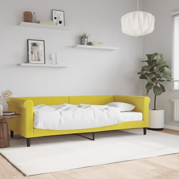 Lit de jour avec matelas jaune 90x200 cm velours