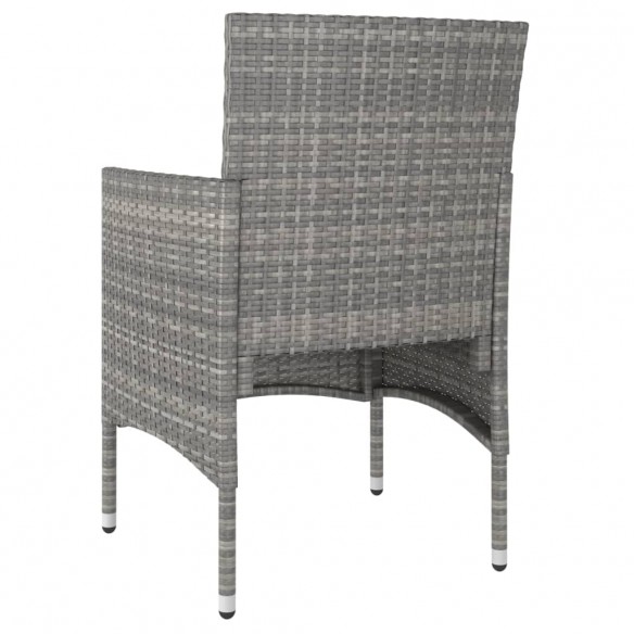 Jeu de chaise et tabouret de jardin 4 pcs Résine tressée Gris