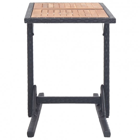 Table de jardin Noir Bois d'acacia solide et résine tressée