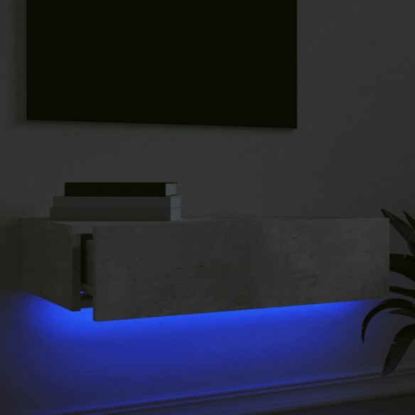 Meuble TV avec éclairage LED gris béton 60x35x15,5 cm