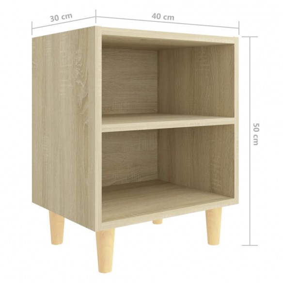 Tables de chevet pieds en bois 2 pcs Chêne sonoma 40x30x50 cm