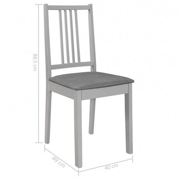 Chaises à manger avec coussins lot de 4 gris bois solide