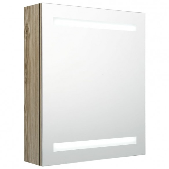 Armoire de salle de bain à miroir LED chêne 50x14x60 cm