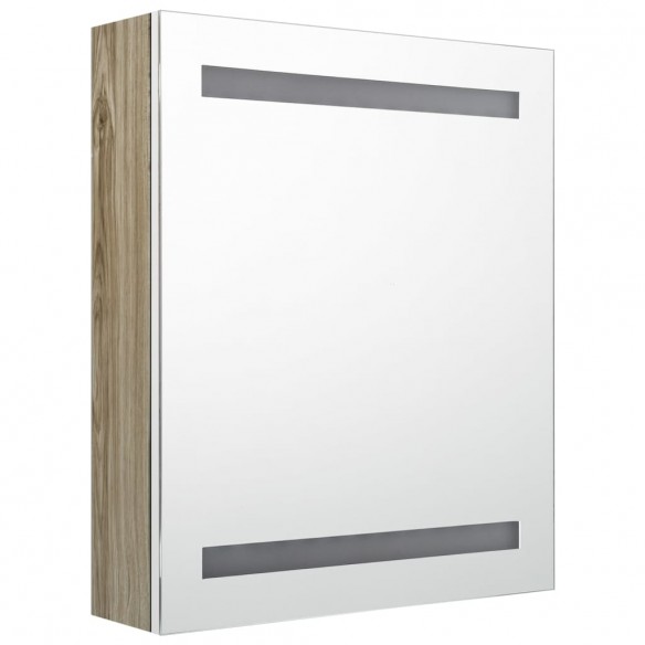 Armoire de salle de bain à miroir LED chêne 50x14x60 cm