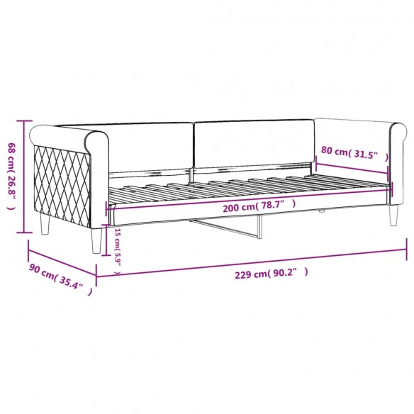 Lit de repos jaune 80x200 cm velours