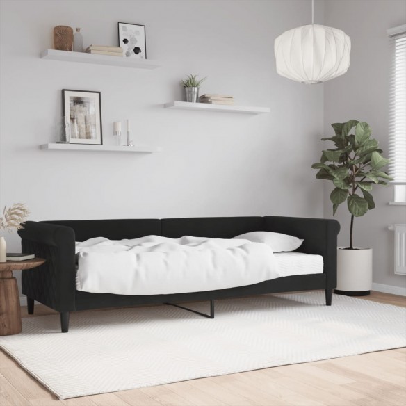 Lit de jour avec matelas noir 80x200 cm velours