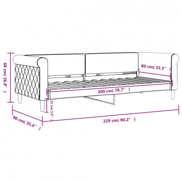 Lit de repos rose 80x200 cm velours