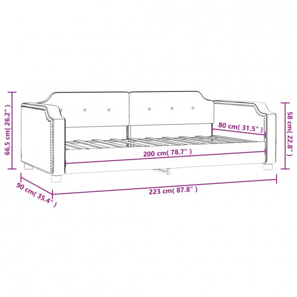 Lit de repos gris clair 80x200 cm tissu