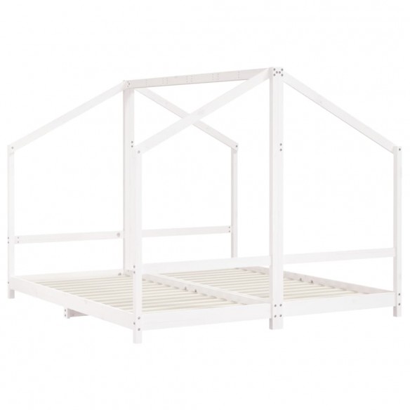 Cadre de lit d'enfant blanc 2x(90x200) cm bois de pin massif