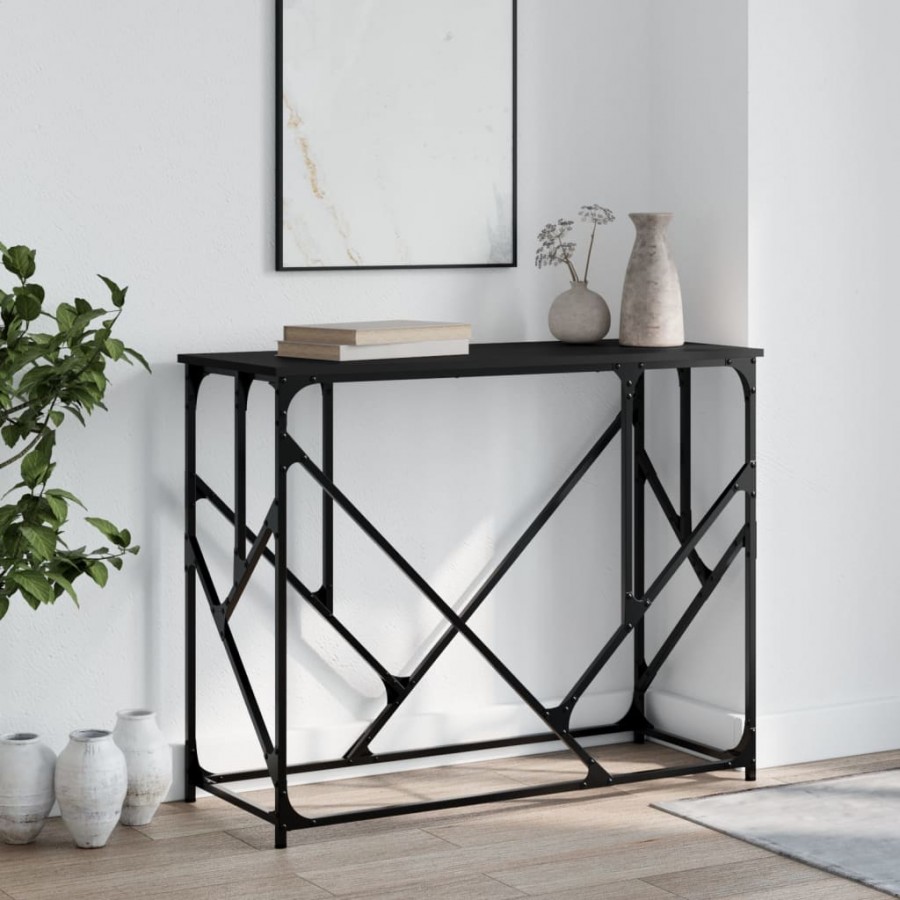 Table console noir 100x40x80 cm bois d'ingénierie