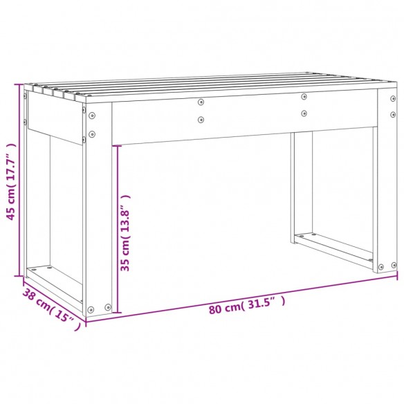 Banc de jardin marron miel 80x38x45 cm bois de pin massif