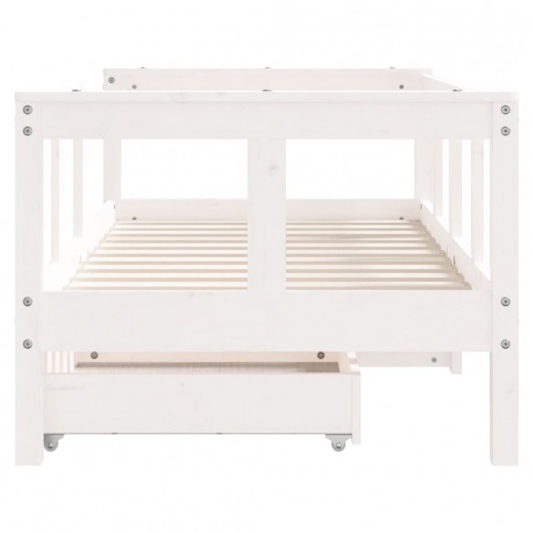 Cadre de lit enfant tiroirs blanc 70x140 cm bois de pin massif