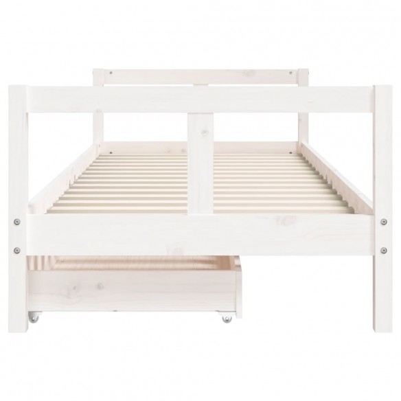 Cadre de lit enfant tiroirs blanc 80x200 cm bois de pin massif