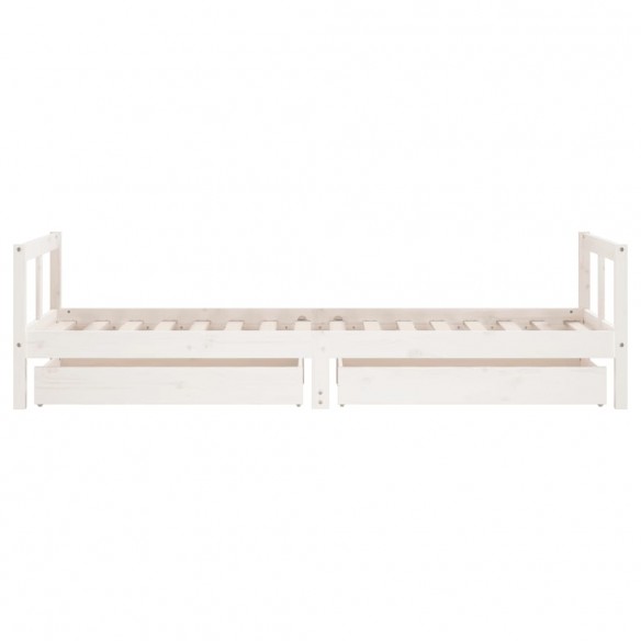 Cadre de lit enfant tiroirs blanc 80x200 cm bois de pin massif