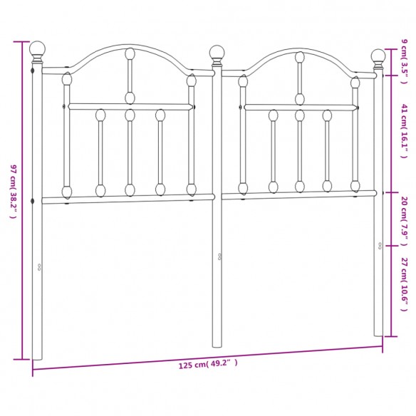 Tête de lit métal noir 120 cm