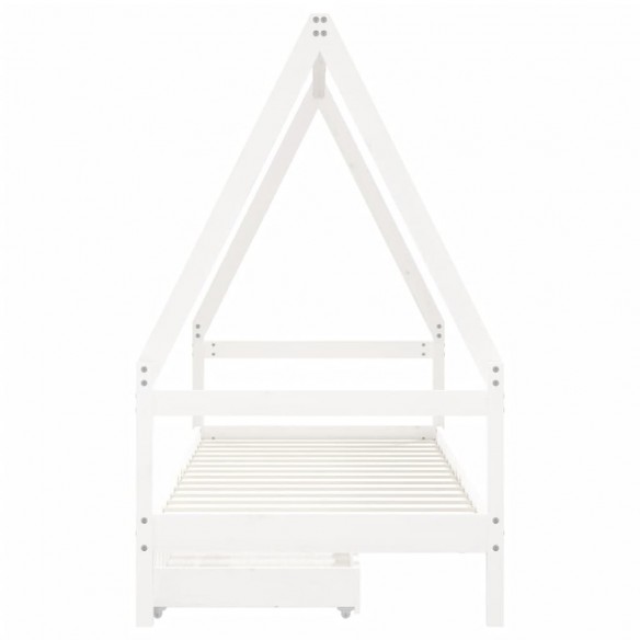 Cadre de lit d'enfants tiroirs blanc 90x190 cm bois pin massif