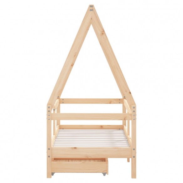 Cadre de lit enfant avec tiroirs 70x140 cm bois de pin massif