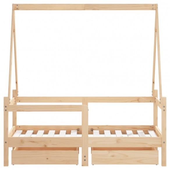 Cadre de lit enfant avec tiroirs 70x140 cm bois de pin massif