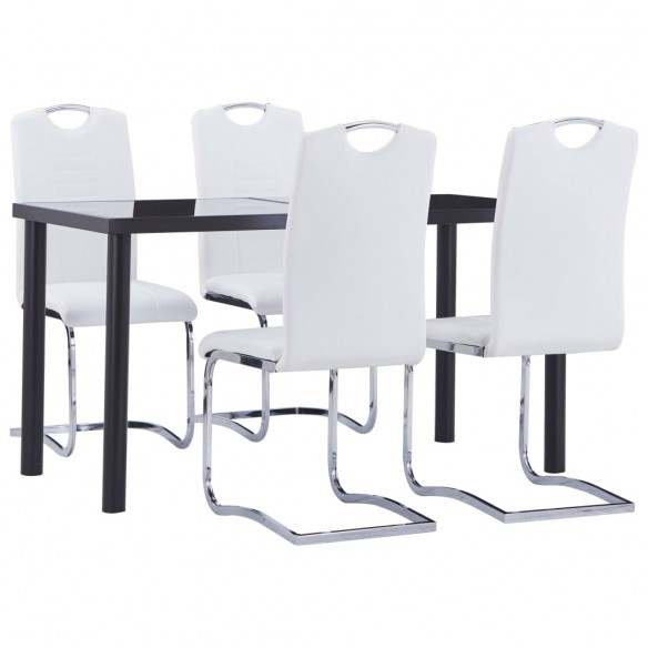 Ensemble de salle à manger 5 pcs Similicuir Blanc