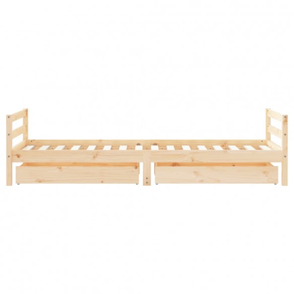 Cadre de lit enfant avec tiroirs 90x200 cm bois de pin massif