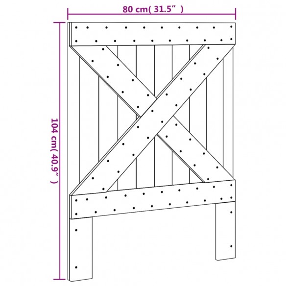 Tête de lit 80x104 cm bois massif de pin