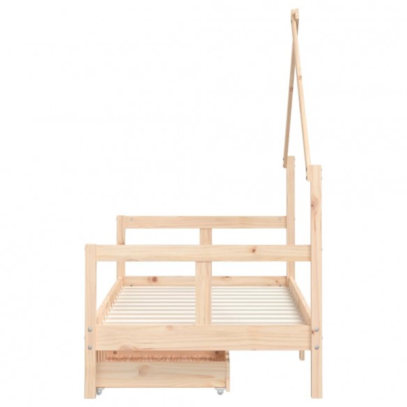 Cadre de lit pour enfant et tiroirs 80x160cm bois de pin massif