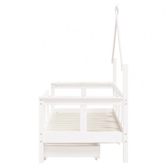 Cadre de lit enfant tiroirs blanc 70x140 cm bois de pin massif