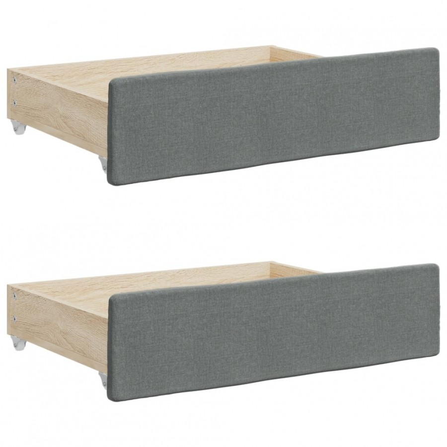 Tiroirs de lit 2 pcs gris foncé bois d'ingénierie et tissu Tiroirs de lit 2 pcs gris foncé bois d'ingénierie et tissu