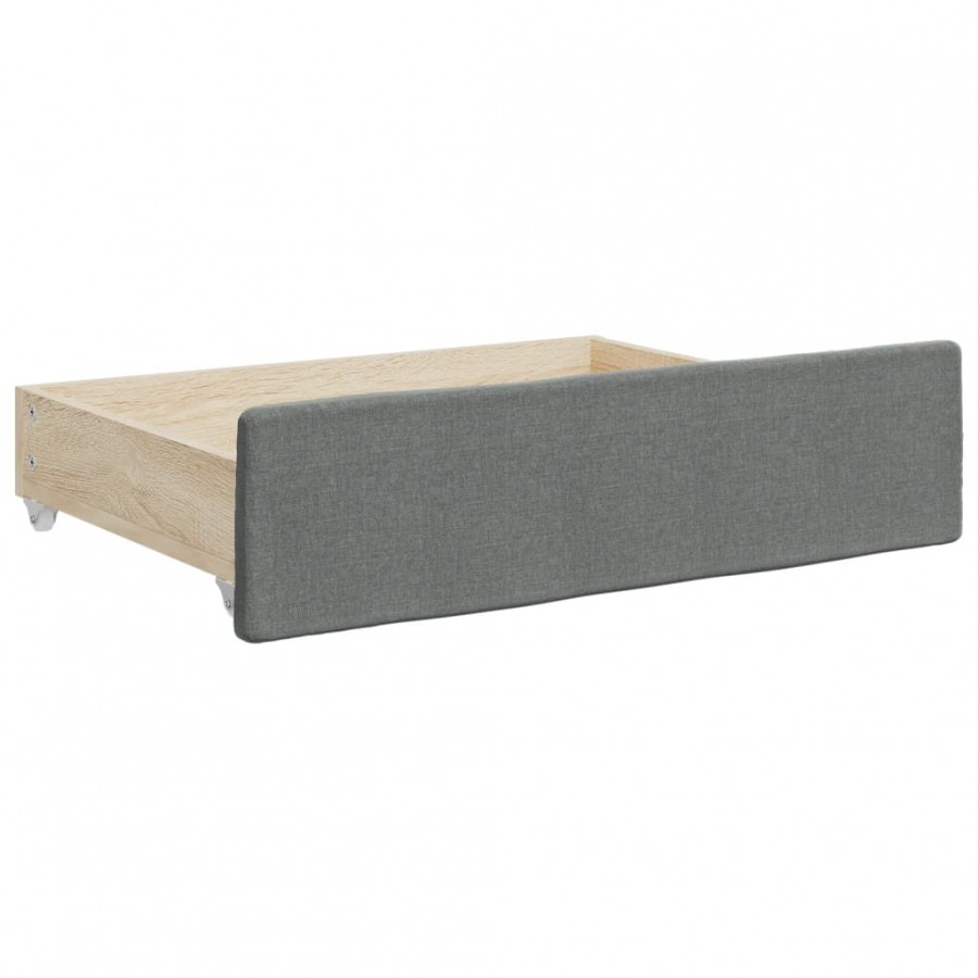 Tiroirs de lit 2 pcs gris foncé bois d'ingénierie et tissu Tiroirs de lit 2 pcs gris foncé bois d'ingénierie et tissu