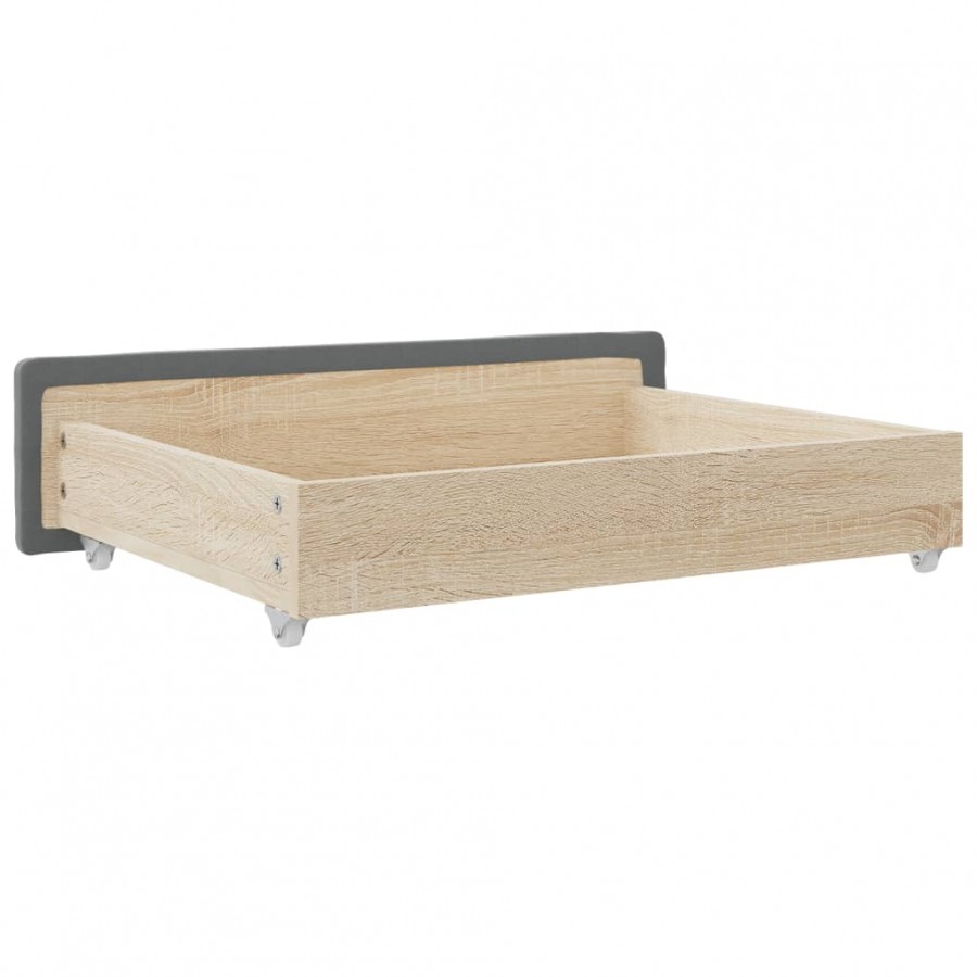 Tiroirs de lit 2 pcs gris foncé bois d'ingénierie et tissu Tiroirs de lit 2 pcs gris foncé bois d'ingénierie et tissu
