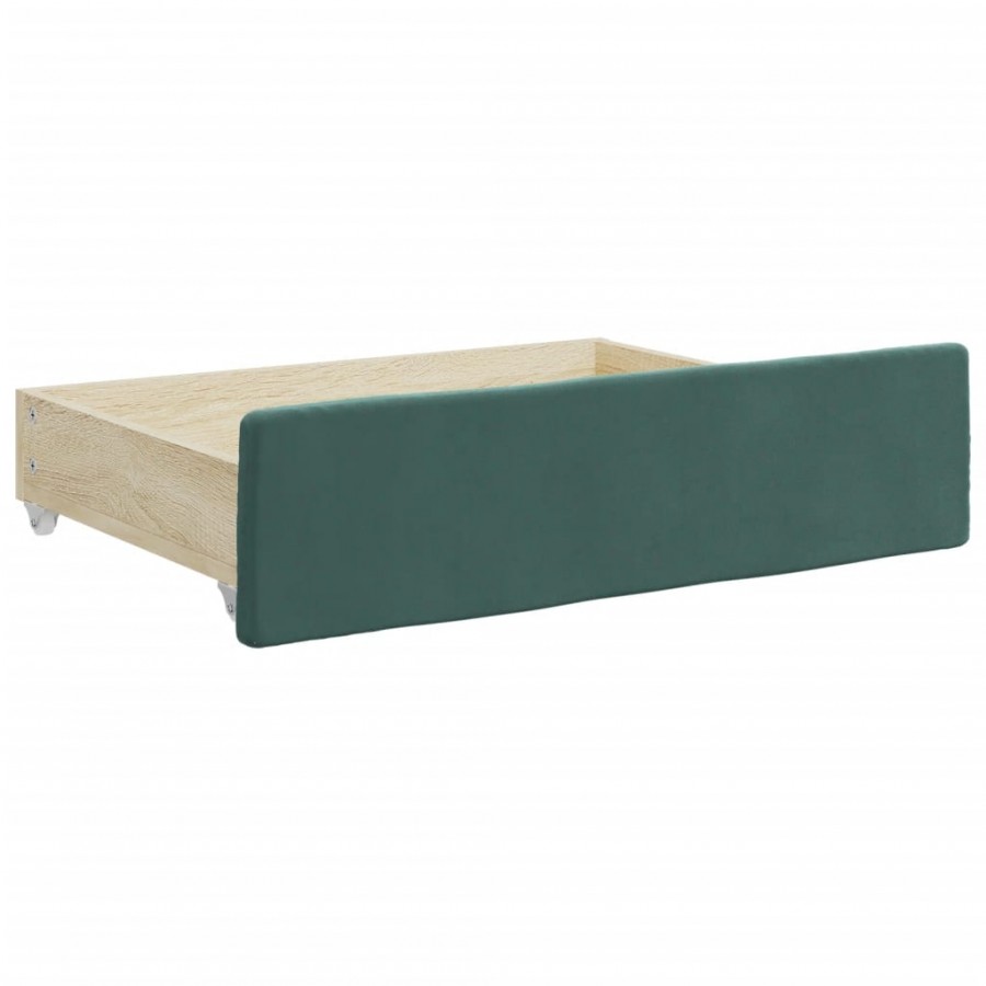 Tiroirs de lit 2 pcs vert foncé bois d'ingénierie et velours Tiroirs de lit 2 pcs vert foncé bois d'ingénierie et velours