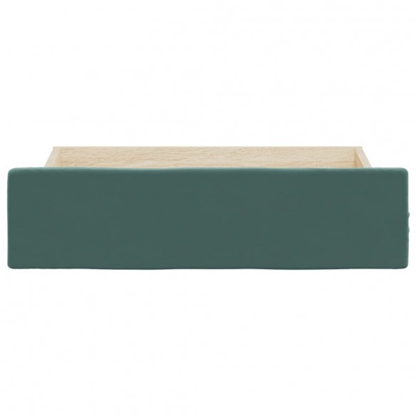 Tiroirs de lit 2 pcs vert foncé bois d'ingénierie et velours