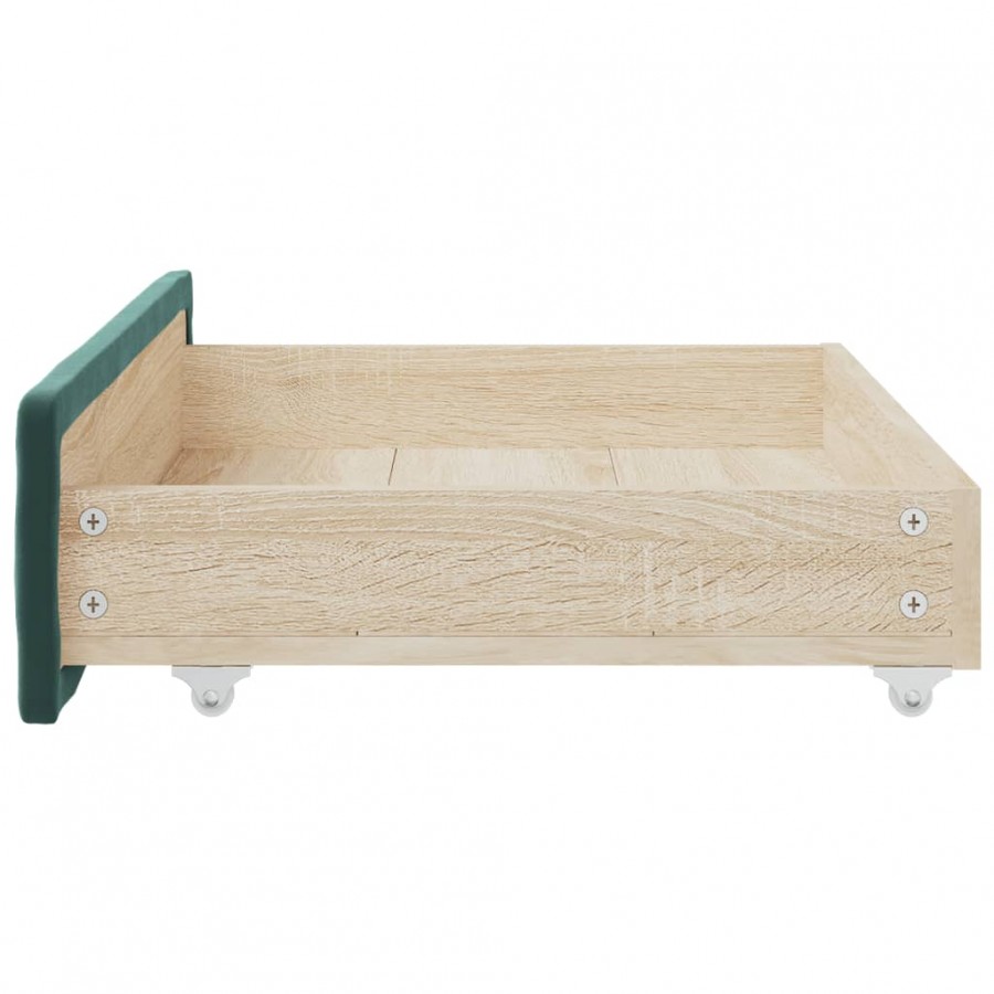 Tiroirs de lit 2 pcs vert foncé bois d'ingénierie et velours Tiroirs de lit 2 pcs vert foncé bois d'ingénierie et velours
