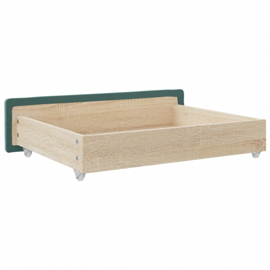 Tiroirs de lit 2 pcs vert foncé bois d'ingénierie et velours Tiroirs de lit 2 pcs vert foncé bois d'ingénierie et velours