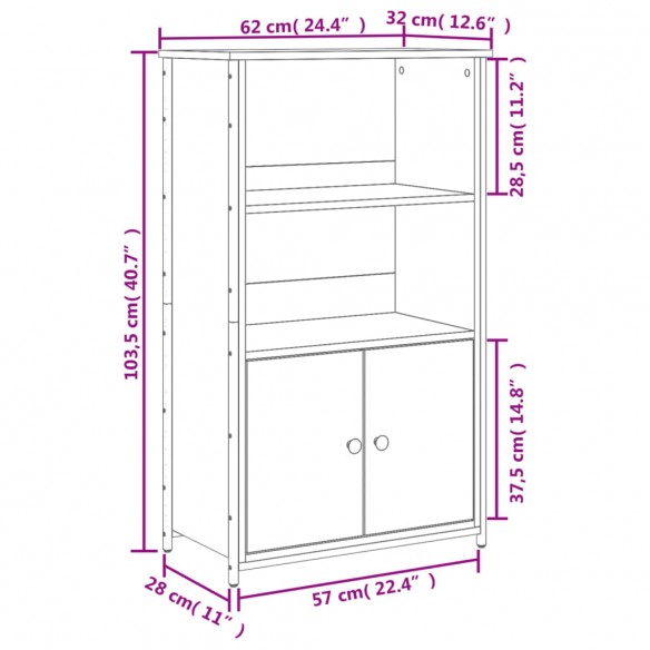 Buffet haut sonoma gris 62x32x103,5 cm bois d'ingénierie