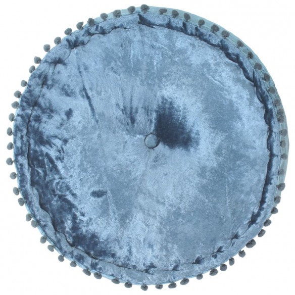 Pouf Rond Velours 40x20 cm Bleu