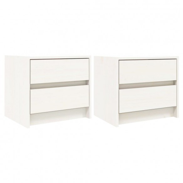 Tables de chevet 2 pcs blanc 40x31x35,5 cm bois de pin massif