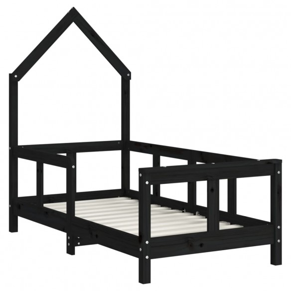 Cadre de lit pour enfant noir 70x140 cm bois de pin massif