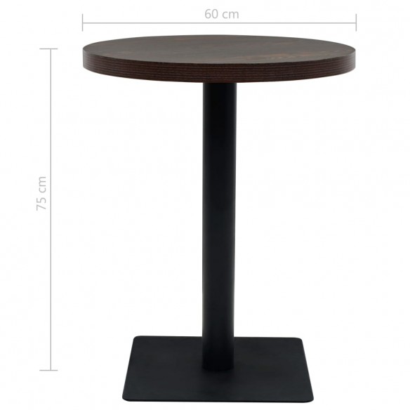 Table de bistro MDF et acier Rond 60 x 75 cm Frêne foncé