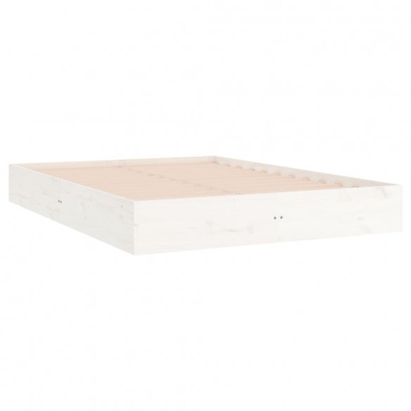 Cadre de lit blanc bois massif 140x200 cm