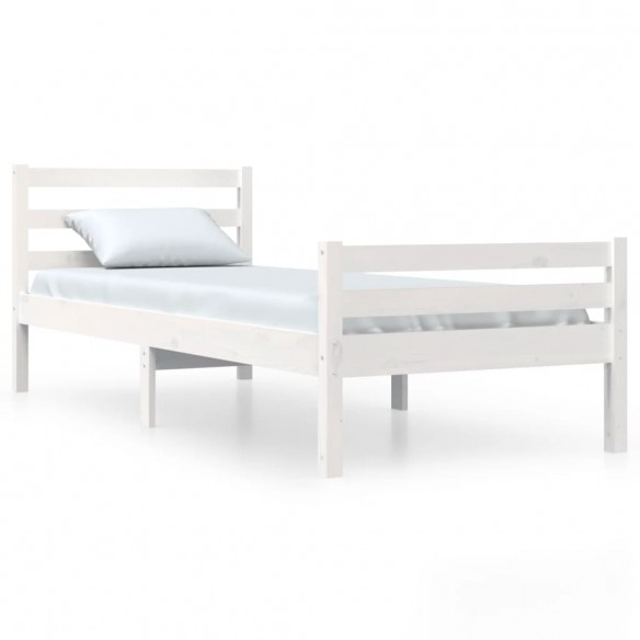 Cadre de lit Blanc Bois massif 75x190 cm Petit simple