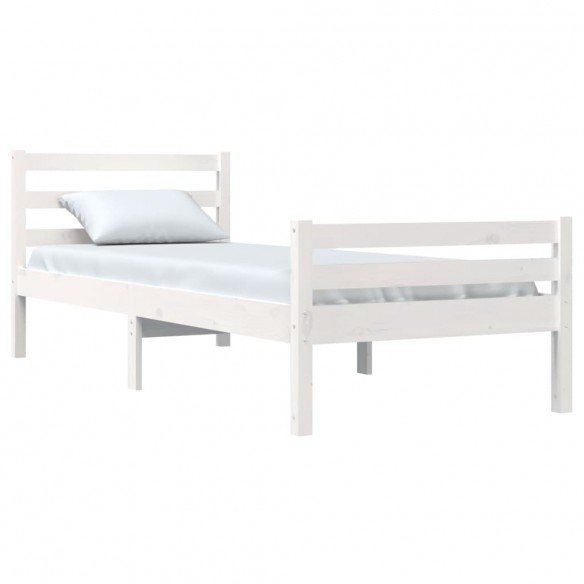 Cadre de lit Blanc Bois massif 75x190 cm Petit simple