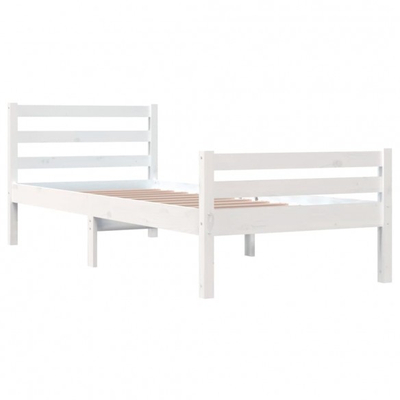 Cadre de lit Blanc Bois massif 75x190 cm Petit simple