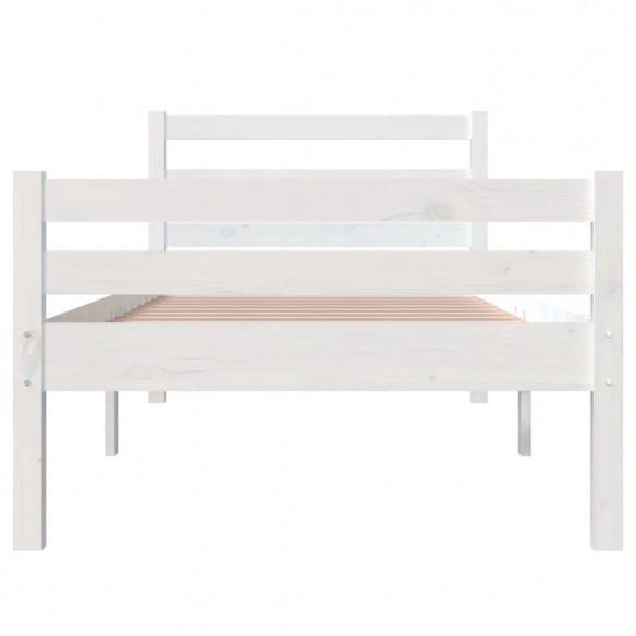 Cadre de lit Blanc Bois massif 75x190 cm Petit simple