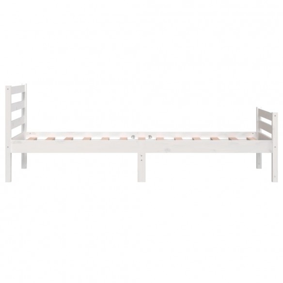 Cadre de lit Blanc Bois massif 75x190 cm Petit simple