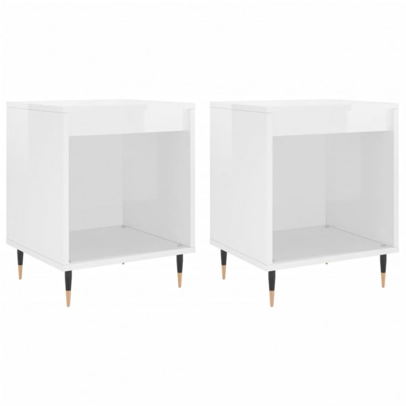 Tables de chevet 2 pcs blanc brillant 40x35x50 cm