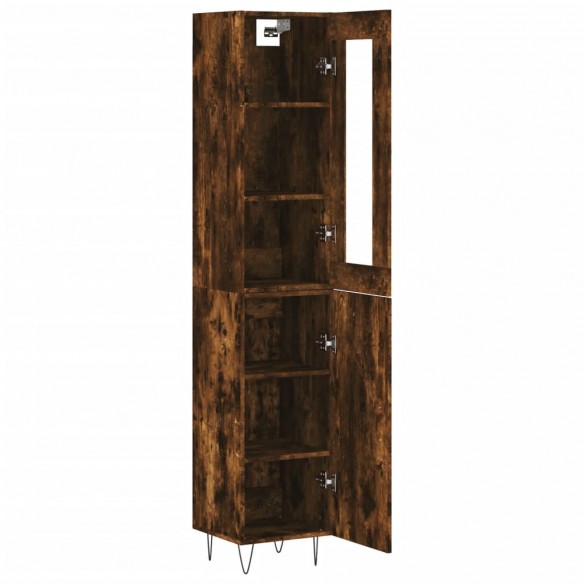 Buffet haut Chêne fumé 34,5x34x180 cm Bois d'ingénierie