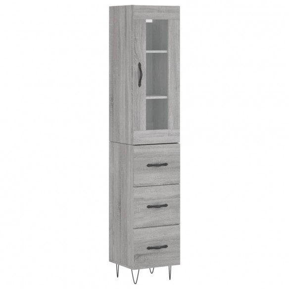 Buffet haut Sonoma gris 34,5x34x180 cm Bois d'ingénierie